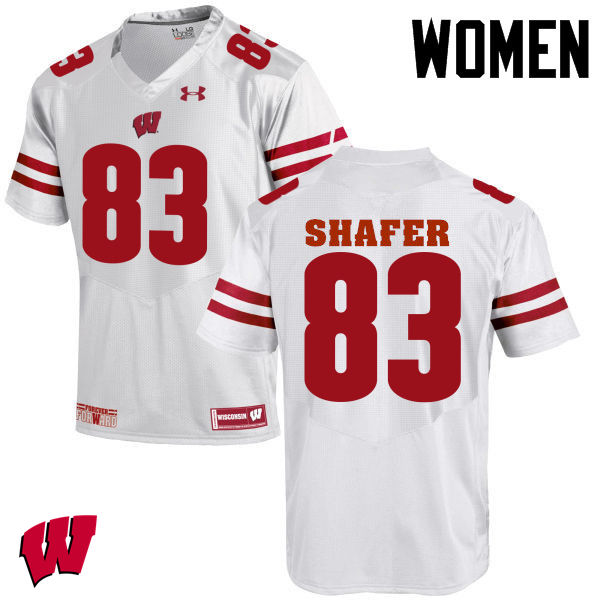 Women Wisconsin Badgers #83 Allan Shafer College Football Jerseys-White - Click Image to Close